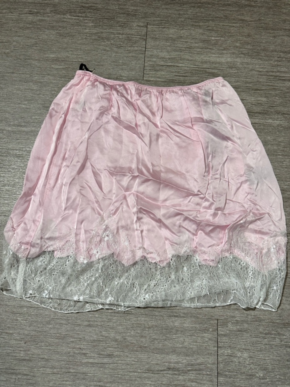SWF Boutique Lace Trim Satin Mini Skirt Pink Rose Quartz Romantic Y2K Coquette